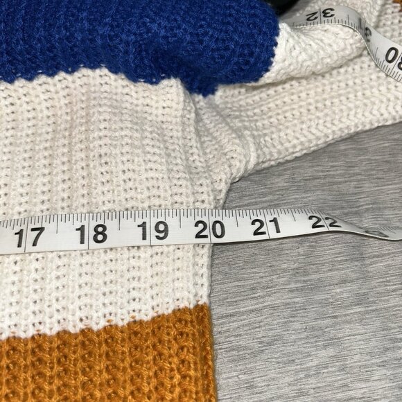 Full Circle Trends Multi Striped Fringed Boho Preppy Pullover Sweater Medium - Picture 8 of 8